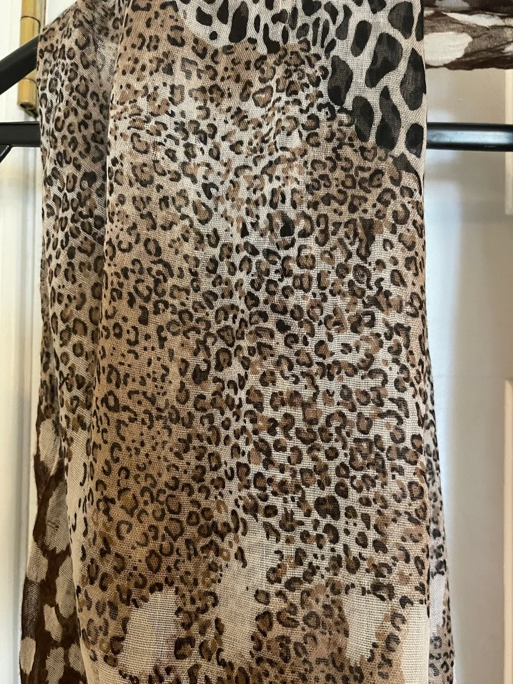 Brown Leopard Mixed Animal Print Lightweight, Sheer Oversized Scarf